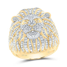 Load image into Gallery viewer, 10K Yellow Gold Diamond Lion Face Men's Ring 1 3/4 Cttw - Splendid Jewellery