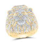 10K Yellow Gold Diamond Lion Face Men's Ring 1 3/4 Cttw - Splendid Jewellery