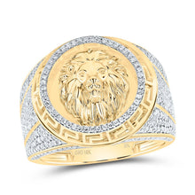 Load image into Gallery viewer, 10K Yellow Gold Diamond Lion Men's Ring 1 1/3 Cttw - Splendid Jewellery
