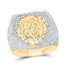 Load image into Gallery viewer, 10K Yellow Gold Diamond Lion Men's Ring 1 7/8 Cttw - Splendid Jewellery
