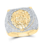 10K Yellow Gold Diamond Lion Men's Ring 1 7/8 Cttw - Splendid Jewellery