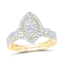 Load image into Gallery viewer, 10K Yellow Gold Diamond Marquise Double Halo Bridal Set 1/2 Cttw - Splendid Jewellery
