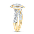 10K Yellow Gold Diamond Marquise Double Halo Bridal Set 1/2 Cttw - Splendid Jewellery