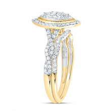 Load image into Gallery viewer, 10K Yellow Gold Diamond Marquise Double Halo Bridal Set 1/2 Cttw - Splendid Jewellery