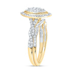 10K Yellow Gold Diamond Marquise Double Halo Bridal Set 1/2 Cttw - Splendid Jewellery