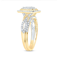 Load image into Gallery viewer, 10K Yellow Gold Diamond Marquise Double Halo Bridal Set 1/2 Cttw - Splendid Jewellery