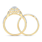 10K Yellow Gold Diamond Marquise Double Halo Bridal Set 1/2 Cttw - Splendid Jewellery