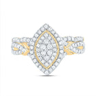 10K Yellow Gold Diamond Marquise Double Halo Bridal Set 1/2 Cttw - Splendid Jewellery