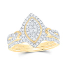 10K Yellow Gold Diamond Marquise Double Halo Bridal Set 1/2 Cttw - Splendid Jewellery
