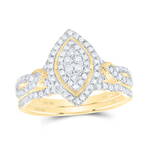 Load image into Gallery viewer, 10K Yellow Gold Diamond Marquise Double Halo Bridal Set 1/2 Cttw - Splendid Jewellery
