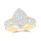 10K Yellow Gold Diamond Marquise Double Halo Bridal Set 1/2 Cttw - Splendid Jewellery
