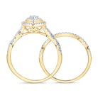 10K Yellow Gold Diamond Marquise Double Halo Bridal Set 1/2 Cttw - Splendid Jewellery