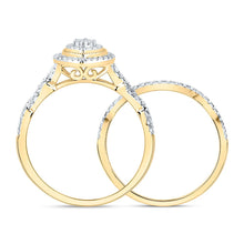 Load image into Gallery viewer, 10K Yellow Gold Diamond Marquise Double Halo Bridal Set 1/2 Cttw - Splendid Jewellery