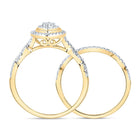 10K Yellow Gold Diamond Marquise Double Halo Bridal Set 1/2 Cttw - Splendid Jewellery