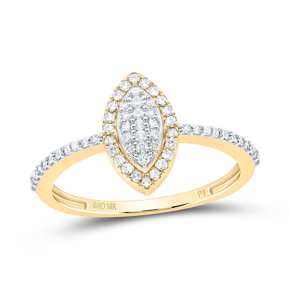 10K Yellow Gold Diamond Marquise Ring 1/5 Cttw - Splendid Jewellery