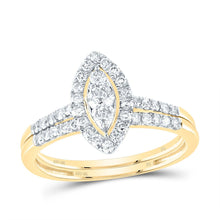 Load image into Gallery viewer, 10K Yellow Gold Diamond Marquise Single Halo Bridal Set 5/8 Cttw - Splendid Jewellery