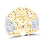 10K Yellow Gold Diamond Medusa Men's Ring 1 Cttw - Splendid Jewellery
