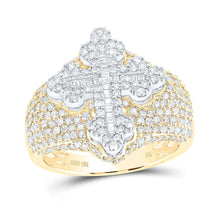 Load image into Gallery viewer, 10K Yellow Gold Diamond Men's Cross Ring 2 Cttw - Splendid Jewellery