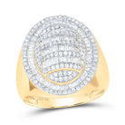 10K Yellow Gold Diamond Men's Oval Shape Ring 1 1/2 Cttw - Splendid Jewellery