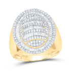 10K Yellow Gold Diamond Men's Oval Shape Ring 1 1/2 Cttw - Splendid Jewellery