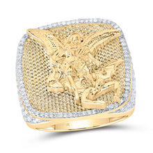 Load image into Gallery viewer, 10K Yellow Gold Diamond Michael Archangel Men's Ring 2 Cttw - Splendid Jewellery