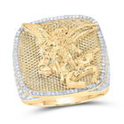 10K Yellow Gold Diamond Michael Archangel Men's Ring 2 Cttw - Splendid Jewellery