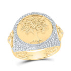 10K Yellow Gold Diamond Money Tree Men's Ring 1 1/5 Cttw - Splendid Jewellery