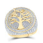 10K Yellow Gold Diamond Money Tree Men's Ring 2 1/2 Cttw - Splendid Jewellery