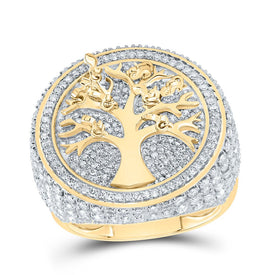 10K Yellow Gold Diamond Money Tree Men's Ring 2 1/2 Cttw - Splendid Jewellery