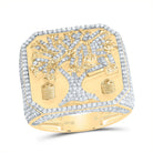 10K Yellow Gold Diamond Money Tree Men's Ring 3 Cttw - Splendid Jewellery