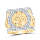 10K Yellow Gold Diamond Mother Mary Men's Ring 1 1/2 Cttw - Splendid Jewellery