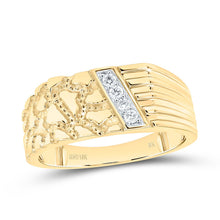 Load image into Gallery viewer, 10K Yellow Gold Diamond Nugget Men's Ring 1/10 Cttw - Splendid Jewellery