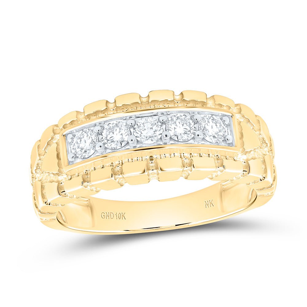 10K Yellow Gold Diamond Nugget Men's Ring 1/2 Cttw - Splendid Jewellery