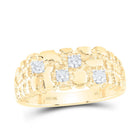 10K Yellow Gold Diamond Nugget Men's Ring 1/3 Cttw - Splendid Jewellery