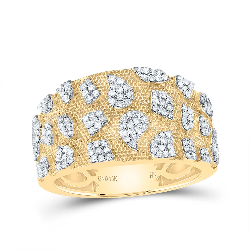 10K Yellow Gold Diamond Nugget Men's Ring 5/8 Cttw - Splendid Jewellery