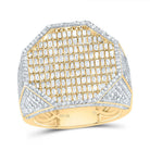 10K Yellow Gold Diamond Octagon Men's Ring 2 1/3 Cttw - Splendid Jewellery