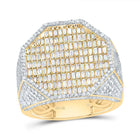10K Yellow Gold Diamond Octagon Men's Ring 2 1/3 Cttw - Splendid Jewellery