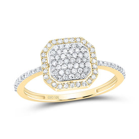 10K Yellow Gold Diamond Octagon Ring 1/3 Cttw - Splendid Jewellery