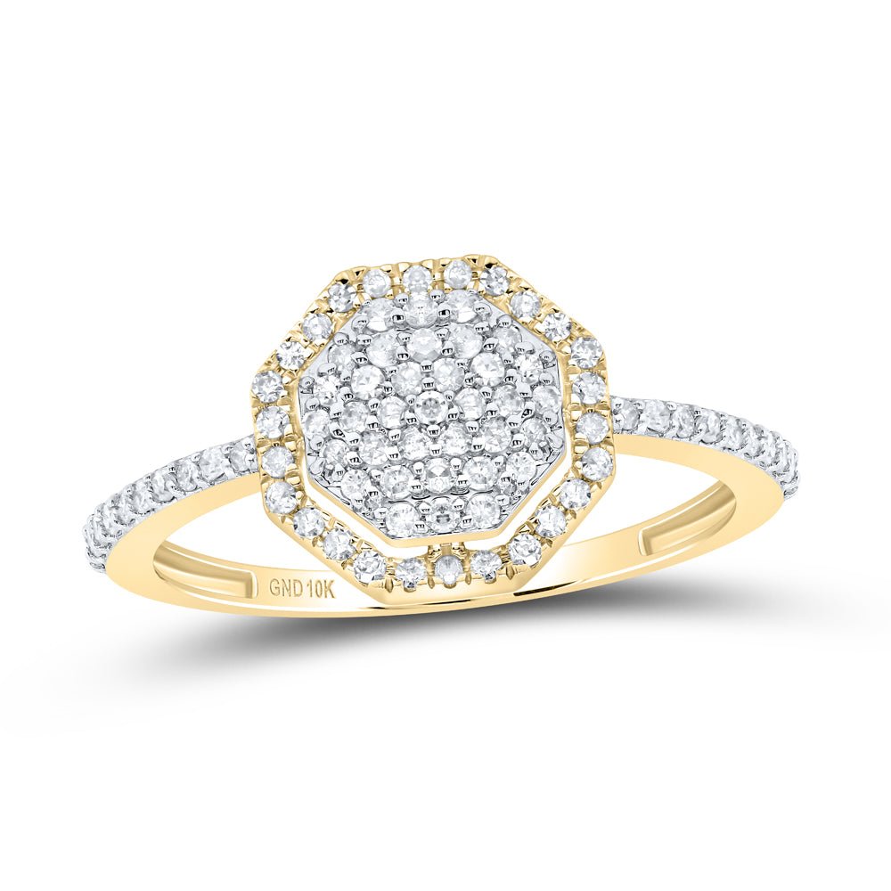 10K Yellow Gold Diamond Octagon Ring 1/3 Cttw - Splendid Jewellery