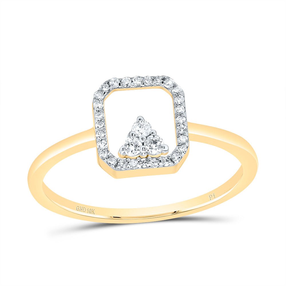 10K Yellow Gold Diamond Octagon Ring 1/8 Cttw - Splendid Jewellery