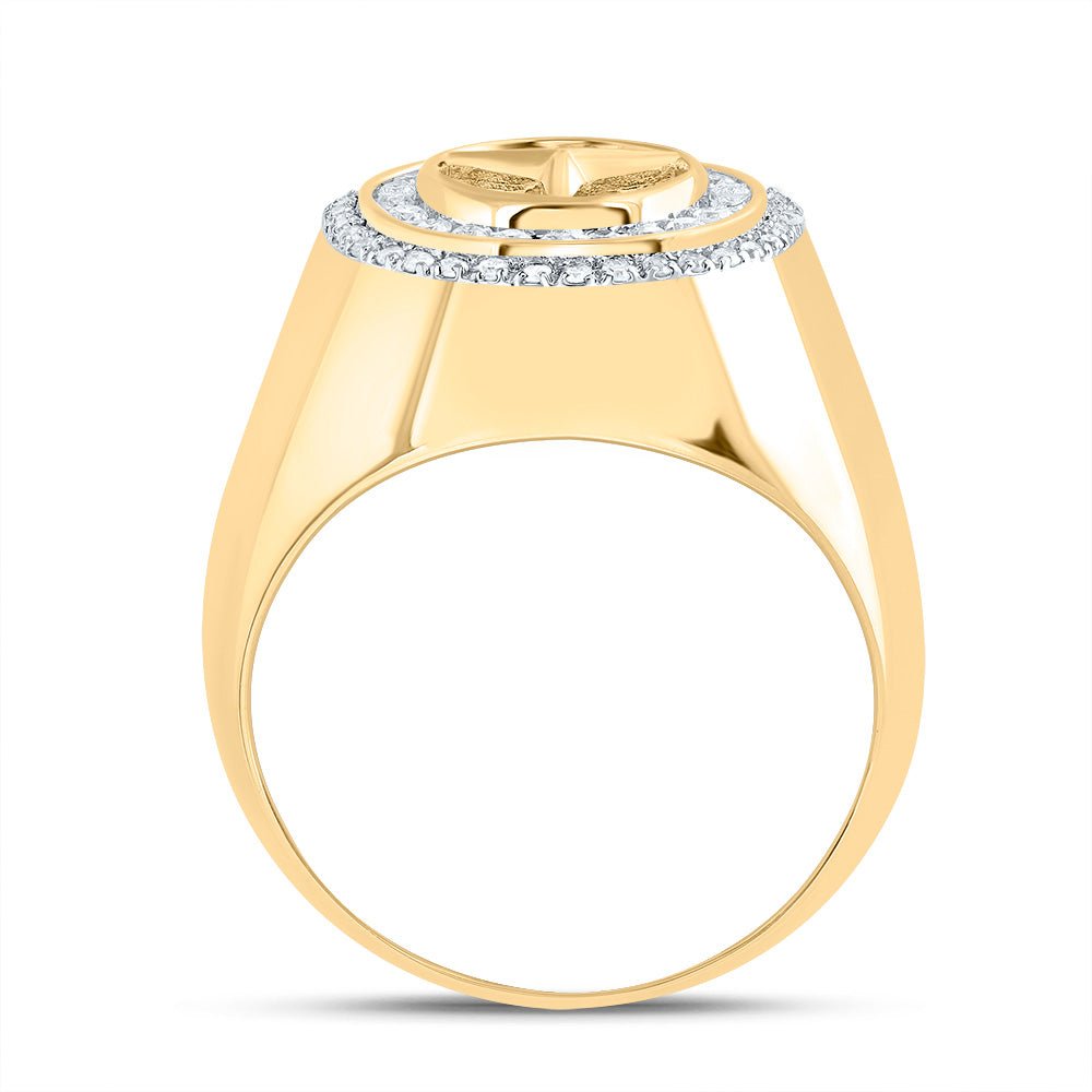 10K Yellow Gold Diamond Onyx Black Men's Ring 1/3 Cttw - Splendid Jewellery