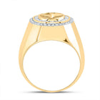 10K Yellow Gold Diamond Onyx Black Men's Ring 1/3 Cttw - Splendid Jewellery