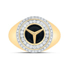10K Yellow Gold Diamond Onyx Black Men's Ring 1/3 Cttw - Splendid Jewellery