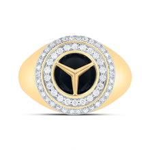 Load image into Gallery viewer, 10K Yellow Gold Diamond Onyx Black Men's Ring 1/3 Cttw - Splendid Jewellery