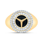 10K Yellow Gold Diamond Onyx Black Men's Ring 1/3 Cttw - Splendid Jewellery