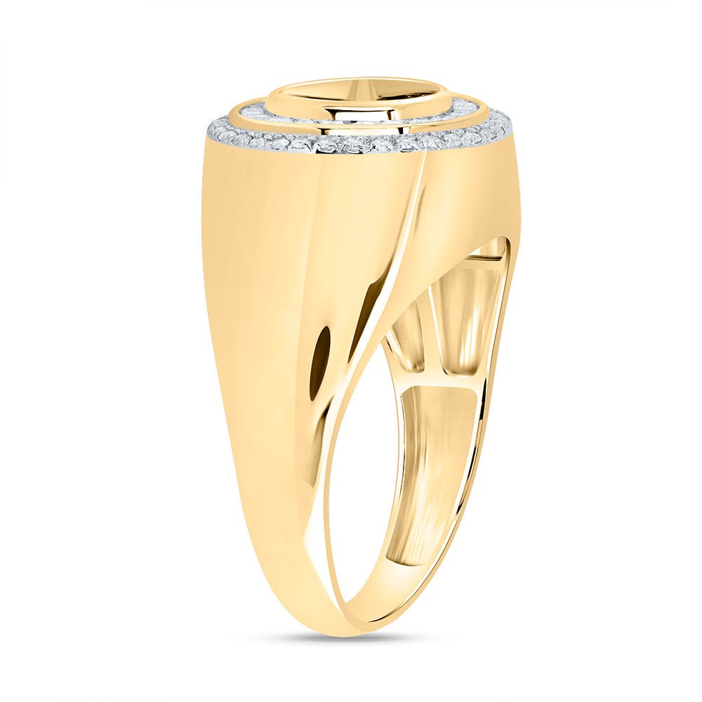 10K Yellow Gold Diamond Onyx Black Men's Ring 1/3 Cttw - Splendid Jewellery