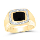 10K Yellow Gold Diamond Onyx Black Men's Ring 1/6 Cttw - Splendid Jewellery