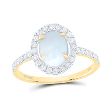 Load image into Gallery viewer, 10K Yellow Gold Diamond Opal Gemstone Oval Ring 1/3 Cttw - Splendid Jewellery