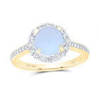 10K Yellow Gold Diamond Opal Gemstone Ring 1/3 Cttw - Splendid Jewellery