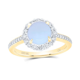 10K Yellow Gold Diamond Opal Gemstone Ring 1/3 Cttw - Splendid Jewellery
